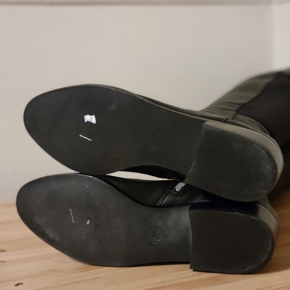 Michael Kors Luxe OTK Fitted Black Leather and Neoprene Boots - Picture 5 of 6